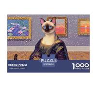 Siamese Cat Louvre Gallery Wooden Jigsaw Puzzle Waterproof 1000 Piece Puzzles for Adults Gifts Impossible Home Decoration