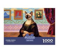 Siamese Cat Louvre Gallery Wooden Jigsaw Puzzle Waterproof 1000 Piece Puzzles for Adults Gifts Impossible Educational Games