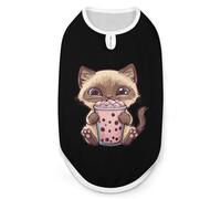 Siamese Cat Loves Drinking Bobo Tea Dog And Cat Clothes Pet Summer Sleeveless T Shirt Basic Vest 2XL