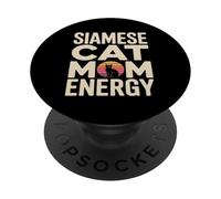 Siamese Cat Mom Energy Retro Sunset Vibes PopSockets Adhesive PopGrip