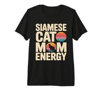 Siamese Cat Mom Energy Retro Sunset Vibes Premium T-Shirt
