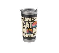 Siamese Cat Mom Energy Retro Sunset Vibes Stainless Steel Insulated Tumbler