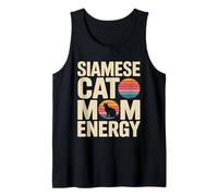 Siamese Cat Mom Energy Retro Sunset Vibes Tank Top