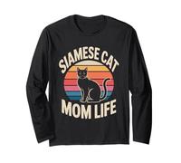 Siamese Cat Mom Life Retro Sunset Long Sleeve T-Shirt