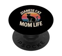 Siamese Cat Mom Life Retro Sunset PopSockets Adhesive PopGrip