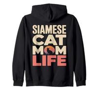 Siamese Cat Mom Life Retro Sunset Zip Hoodie