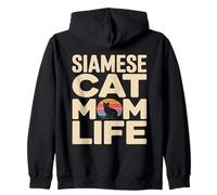 Siamese Cat Mom Life Retro Sunset Zip Hoodie
