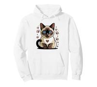 Siamese Cat Mom Side Profile Minimal Art Blue Eyes Lover Pullover Hoodie