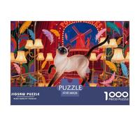 Siamese Cat Moulin Rouge Wooden Jigsaw Puzzle Waterproof 1000 Piece Puzzles for Adults Gifts Challenging And Brainteasing Games