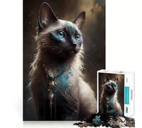 Siamese Cat Mythical Beast 1000 Pieces Jigsaw Puzzles for Adults Recall Upgrade Stress Relief Tight Cut Santa Wish Pick 50x75cm