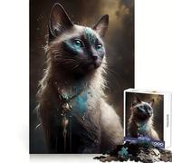Siamese Cat Mythical Beast 1000 Pieces Jigsaw Puzzles for Adults Recall Upgrade Stress Relief Tight Cut Santa Wish Pick 50x75cm