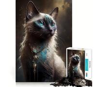 Siamese Cat Mythical Beast Jigsaw for Teenagers 1000 Pieces Logic Play Indoor Fun Accurate Edge Art Collection Piece 38x26cm
