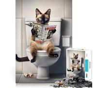 Siamese Cat on The Toilet 1000 Piece Jigsaw Puzzles for Teenagers Cognitive Toy Slow Enjoy Premium Edge Santa Wish Pick 50x75cm