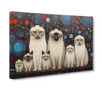 Siamese Cat Orphism Canvas Wall Art Print 30x20 Inch