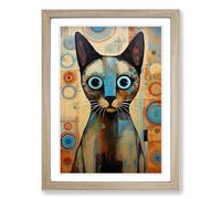 Siamese Cat Orphism Framed Wall Art Print A2 Oak