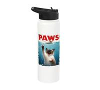 Siamese Cat Paws Parody - Cat Chasing Mouse Humor Cat Lovers Stainless Steel Insulated Water Bottle