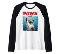 Siamese Cat Paws Parody - Cute Cat Lover Cat Moms Cat Dads Raglan Baseball Tee