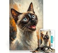 Siamese Cat Portrait 1000 Piece Jigsaw Puzzles for Adults Memory Boost Family Joy Pattern Assembly Santa Wish Pick 38x52cm