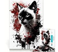 Siamese Cat Portrait for Adults 1000 Piece Jigsaw Puzzle Mind Puzzle Relaxing Fun Image Assembly Warm Surprise 38x26cm