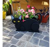 Siamese Cat Resin Decorative Garden Plant Stand Indoor Outdoor Flower Pot Cute Animal Balcony Courtyard Plant Holder for Small Plants or(Black Cat)