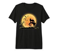 Siamese Cat Scary and Moon Funny Kitty Halloween Costume Premium T-Shirt