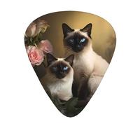 Siamese cat sitting Printed pick set - 12 pieces, thin, medium and thick guitar picks, suitable for guitar, bass, electric guitar and ukulele
