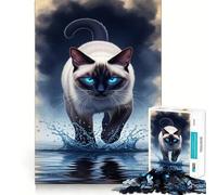 Siamese Cat Walking on Water 1000 Piece Jigsaw Puzzles for Adults Sharp Logic Toy Home Leisure Tight Cut Heartfelt Gift 38x26cm