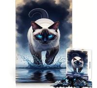 Siamese Cat Walking on Water 1000 Piece Jigsaw Puzzles for Adults Sharp Logic Toy Home Leisure Tight Cut Heartfelt Gift 38x26cm
