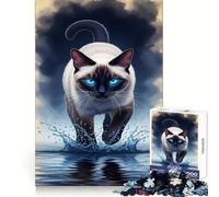 Siamese Cat Walking on Water Jigsaw Puzzles for Adults 1000 Pieces Strengthen Recall Soothing Fun Quality Edge Lovely Present 50x75cm