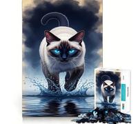Siamese Cat Walking on Water Puzzles for Adults 1000 Pieces Strengthen Memory Stress Relief Smooth Edge Heartfelt Gift 38x52cm