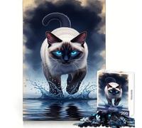 Siamese Cat Walking on Water Puzzles for Adults 1000 Pieces Strengthen Memory Stress Relief Smooth Edge Heartfelt Gift 38x52cm
