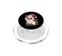Siamese Cat Winter with Santa Hat PopSockets PopGrip for MagSafe
