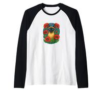 Siamese Cat with Poppies Elegant Floral Feline Art Design Raglan Baseball Tee