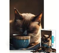 Siamese Coffee Cup Cat 1000 Piece Jigsaw Puzzles for Adults Pure Logic Toy Soothing Fun Sharp Cut Amazing Present 38x52cm