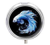 Siamese Fighting Betta Fish Pill Box 3 Compartment Small Portable Medicine Case Pill Organizer for Pocket Purse