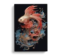 Siamese Fighting Fish Art Nouveau Canvas Wall Art Print 30x20 Inch