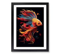 Siamese Fighting Fish Constructivism Framed Wall Art Print A2 Black