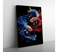 Siamese Fighting Fish Gothic Art No.3 Canvas Print for Living Room Bedroom Home Office Décor, Wall Art Picture Ready to Hang, 76x50 cm (30x20 Inch)