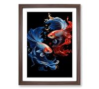 Siamese Fighting Fish Gothic Framed Wall Art Print A2 Walnut