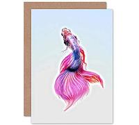 Siamese Fighting Fish Pink Greetings Card