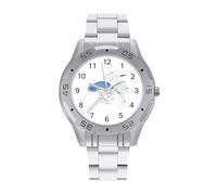 Siamese Fighting Fish Watches for Men Business Dress Watch Analog Quartz Wristwatch Stainless Steel Band