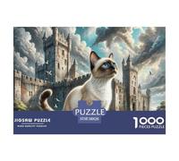 Siamese Kitten Cat 1000 Piece Puzzle For Adults And Kids Pet Animal Whimsical Challenge Perfect for Relaxation Educational Games 38x26cm/1000pcs