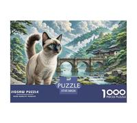 Siamese Kitten Cat 1000 Piece Puzzle for Adults Pet Animal Whimsical Challenge Perfect for Relaxation 100% Recycled Cardboard Jumbo 38x26cm/1000pcs