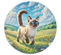Siamese Kitten Cat 1000 Pieces Round Circle Jigsaw Puzzles for Adults Cat Animal Geometric Fun Gear Reliever Difficult Challenge 1000pcs (67.5x67.5cm)