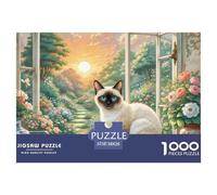 Siamese Kitten Cat Puzzles 1000 Pieces Age 14+ for Adults Pet Animal Whimsical Challenge Perfect for Relaxation Home Decoration 100% Recycled Cardboard 38x26cm/1000pcs