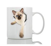 Siamese Kitty Cat Coffee Mug - Ceramic Funny Coffee Mug - Perfect Cat Lover Gift - Cute Novelty Coffee Mug Present - Great Birthday or Christmas Surprise for Friend or Coworker, Men and Women (15oz)