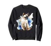 Siamese Painting Watercolor Kitten Cat Lover Siamois Kitty Sweatshirt