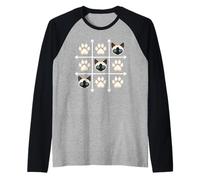Siamese Paws Grid Game Meezer Cat Raglan Baseball Tee