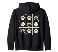 Siamese Paws Grid Game Meezer Cat Zip Hoodie
