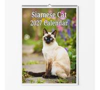 Siamese Wall Calendar - Choice Of Sizes - A4 Cat Calendar - Cat Lovers Monthly Planner 2027